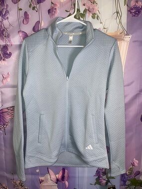 adidas Women's Pale Blue Quilted Full-Zip Bomber Jacket